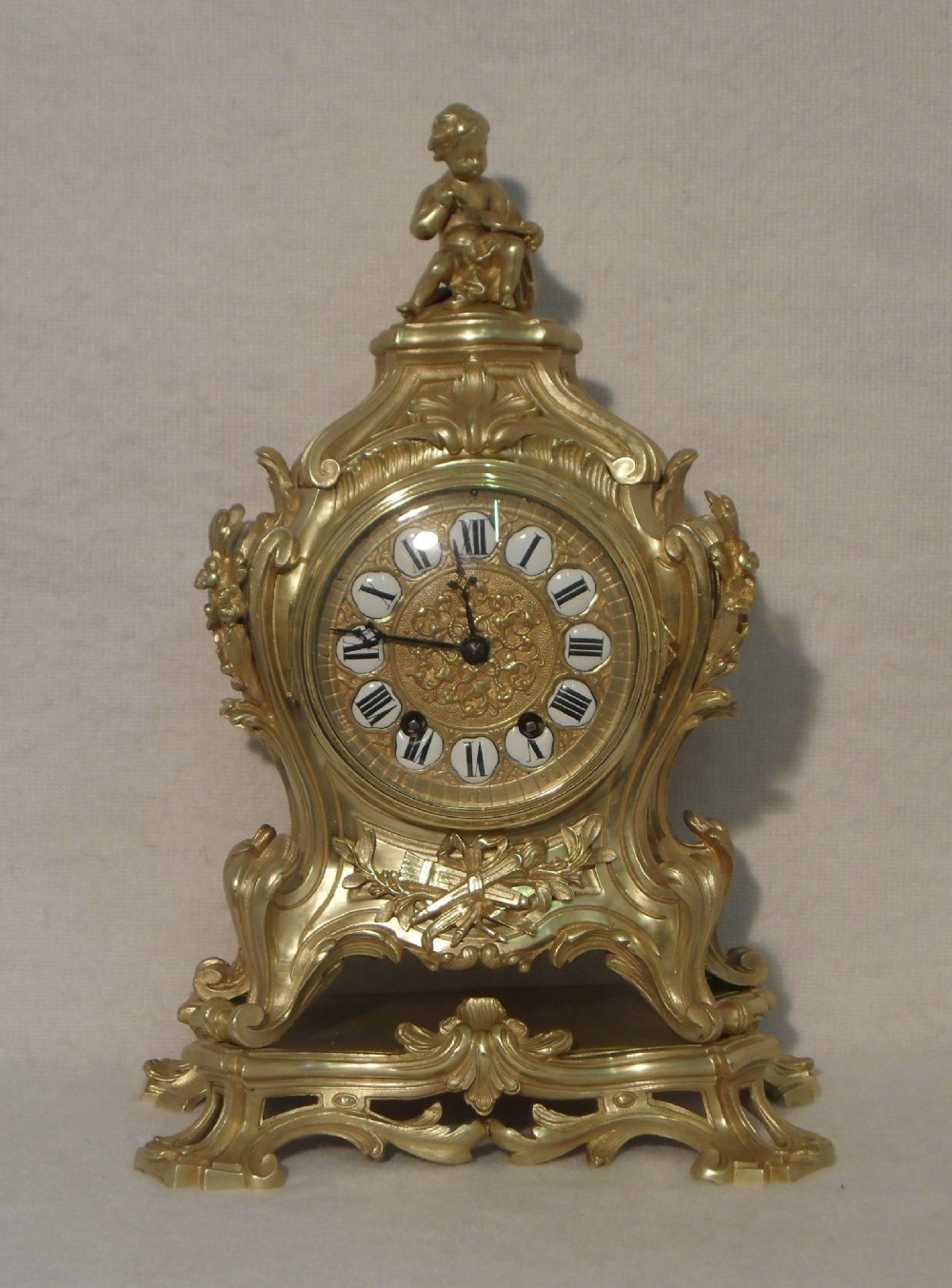 Brass Rococo Style Mantel Clock