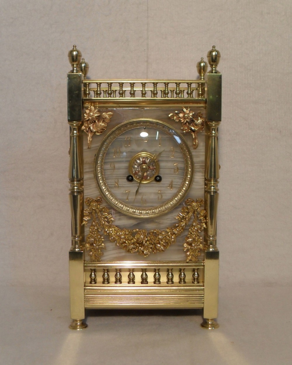 French Brass and Onyx Mantel Clock
