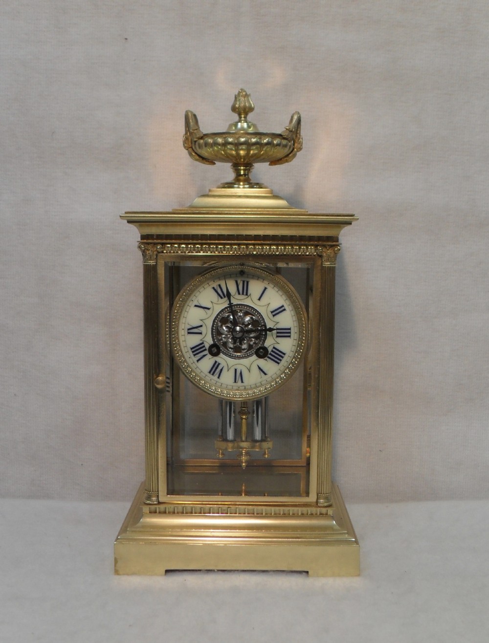 French Four Glass Mantel Clock