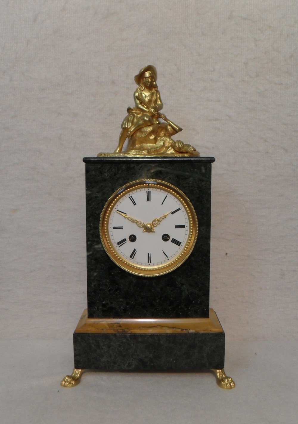 French Green Marble Mantel Clock