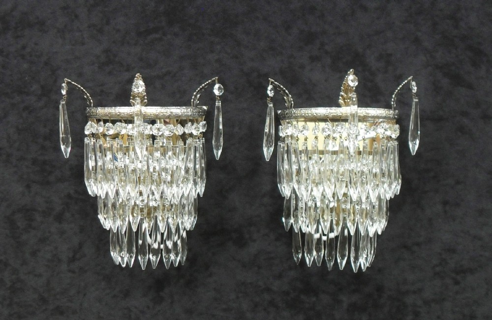 Pair of Italian Art Deco Chrome and Glass Wall Lights