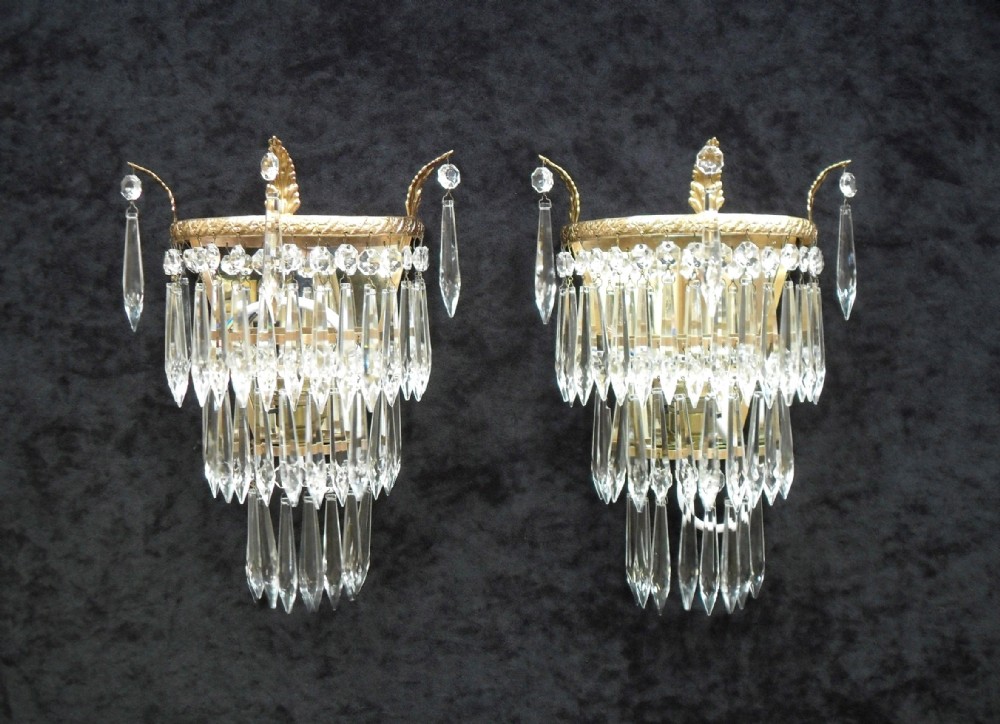 Pair of Italian Art Deco Glass Wall Lights