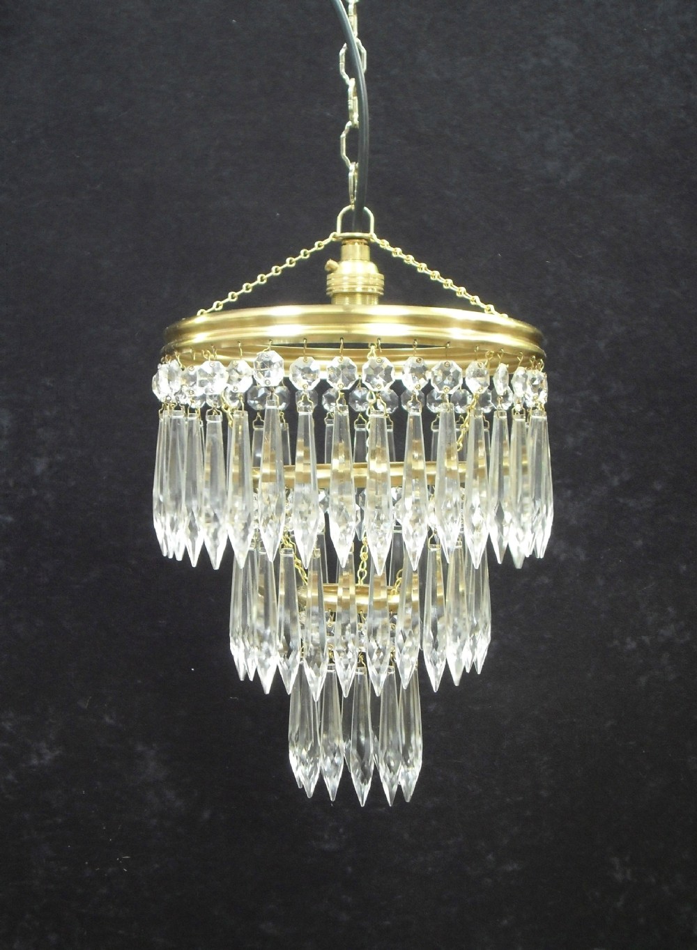 Italian Art Deco Three Tier Glass Chandelier