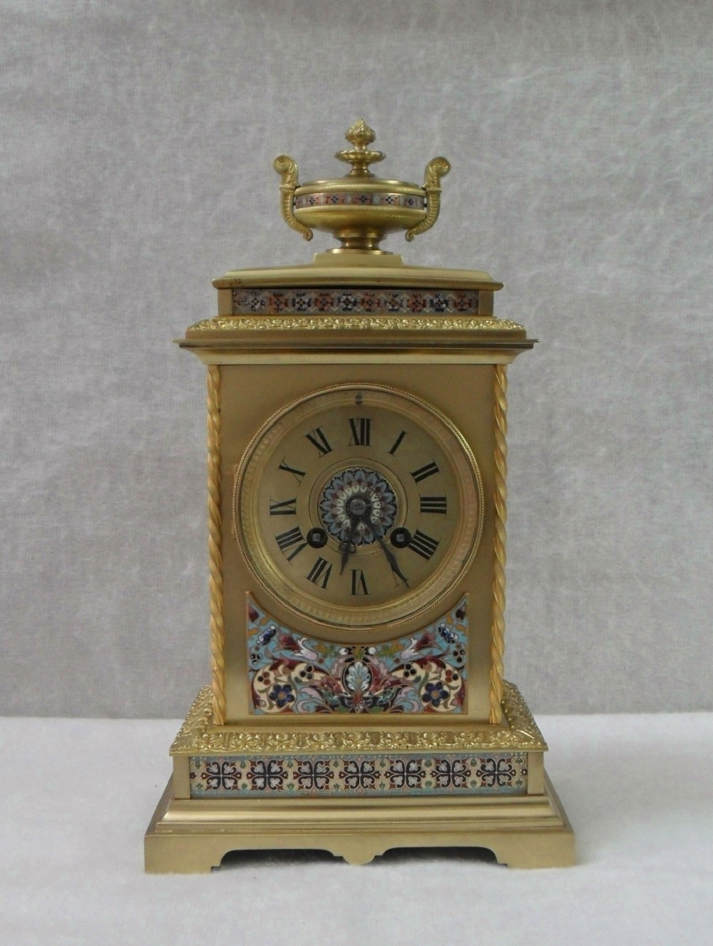 French Belle Epoque Champleve Mantel Clock