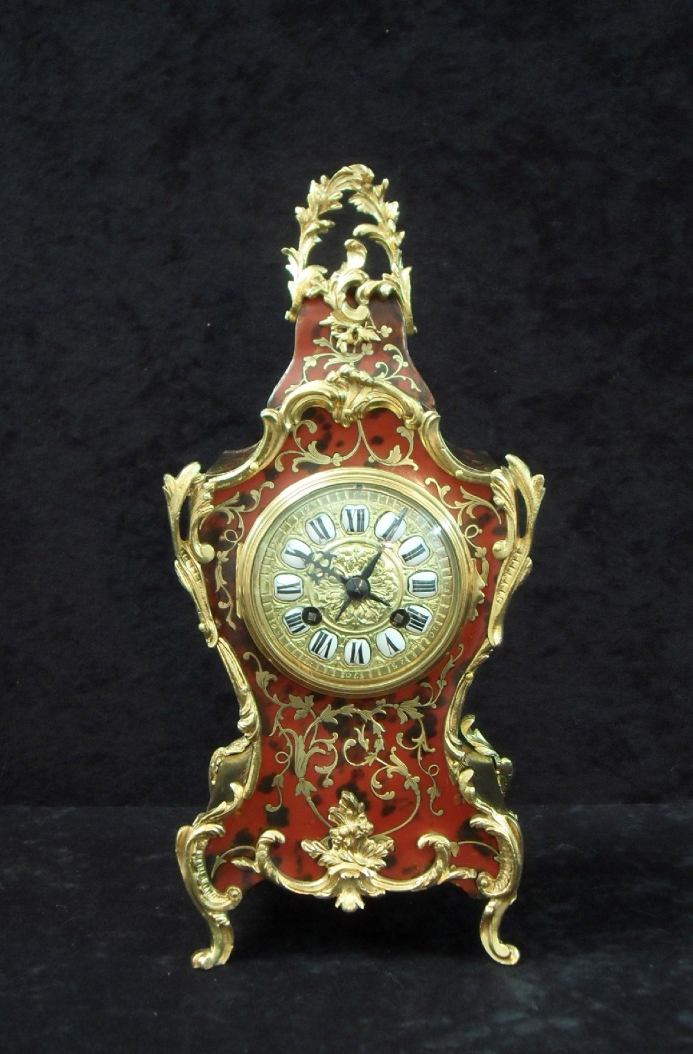 French Louis XV Style Boulle Mantel Clock