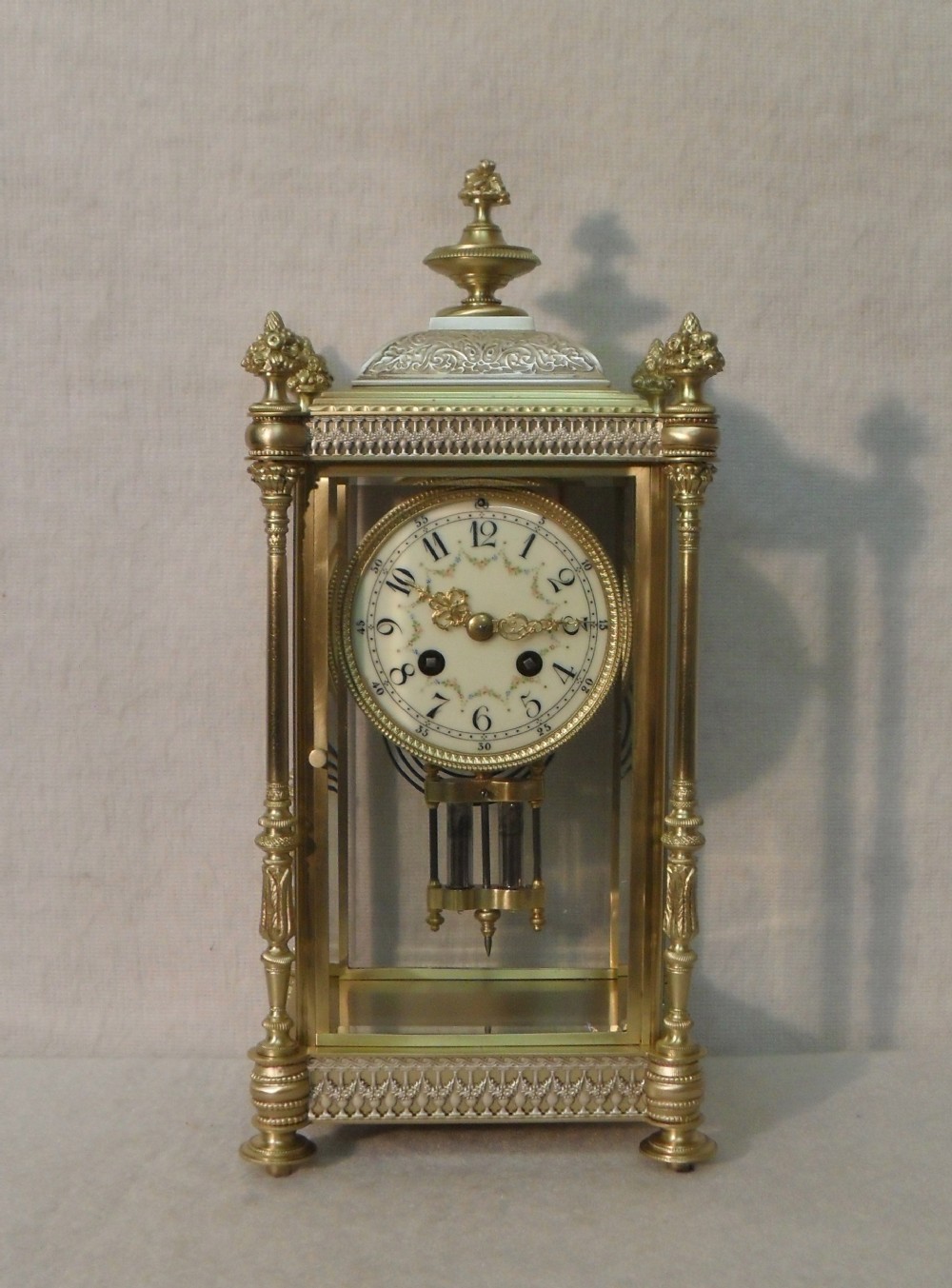 French Belle Epoque Four Glass Mantel Clock