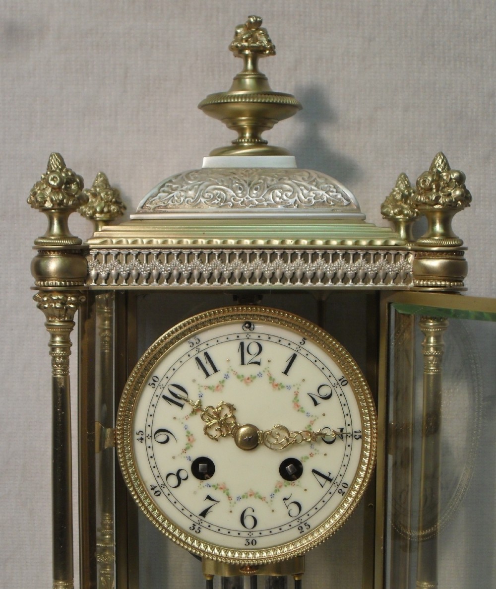 French Belle Epoque Four Glass Mantel Clock View II