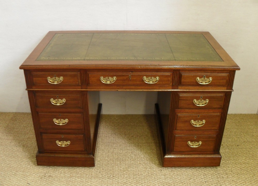 Victorian Mahogany Pedestal Writing Desk by Maple & Co