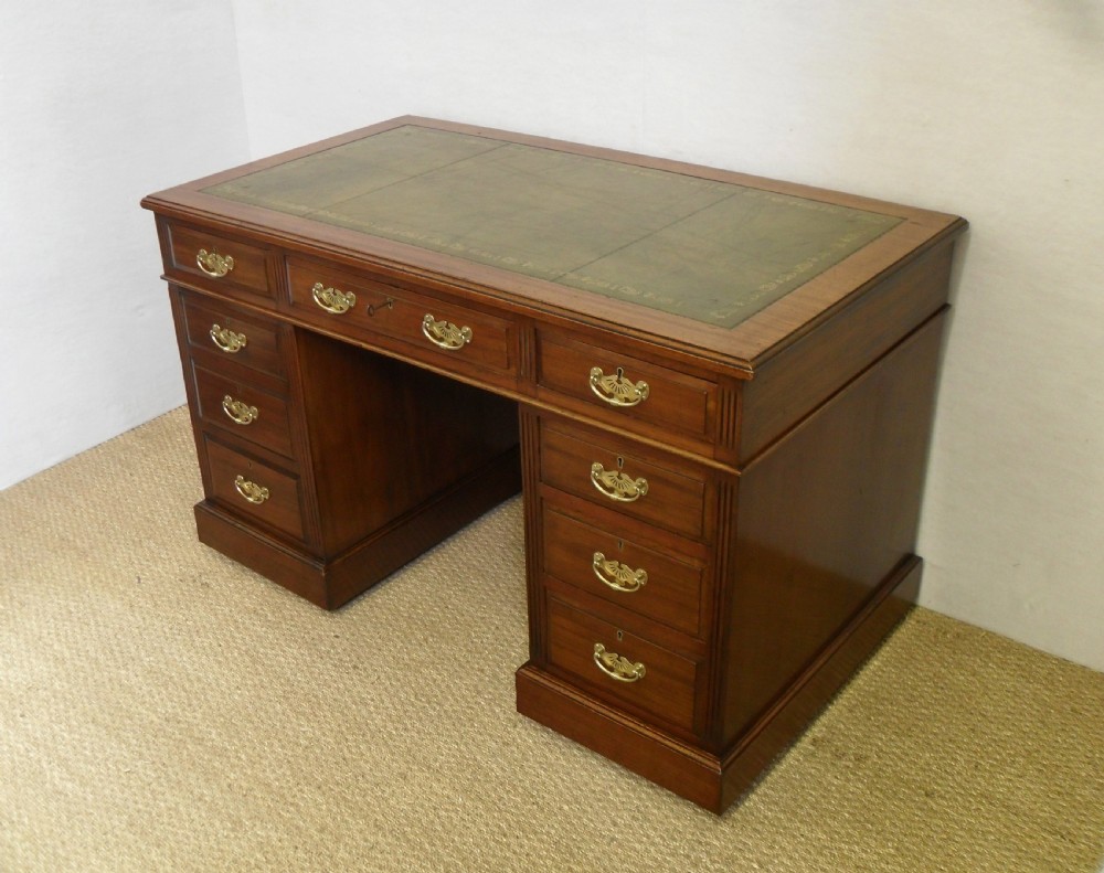 Victorian Mahogany Pedestal Writing Desk by Maple & Co View II