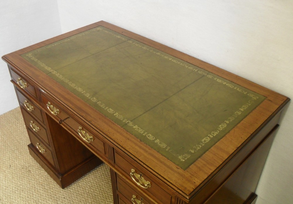 Victorian Mahogany Pedestal Writing Desk by Maple & Co View III