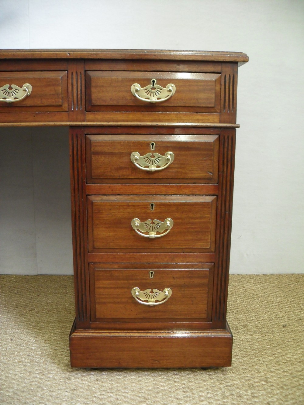 Victorian Mahogany Pedestal Writing Desk by Maple & Co View V
