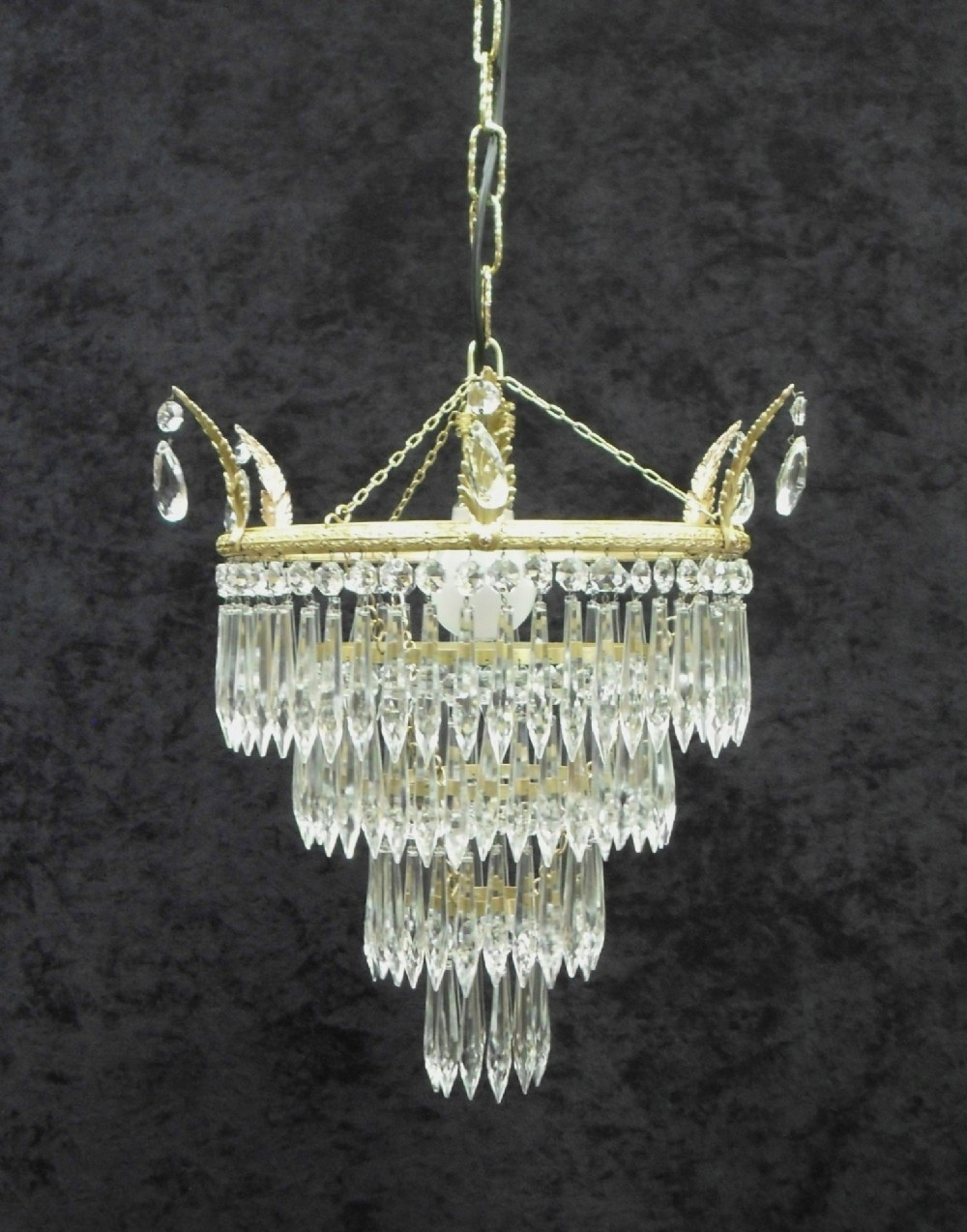 Italian Art Deco Four Tier Glass Chandelier