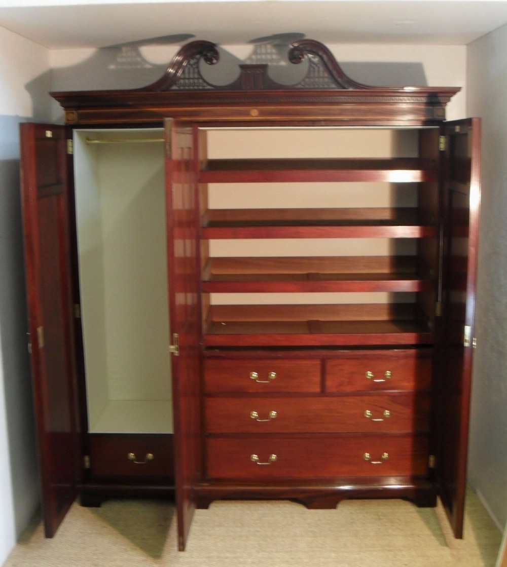 Edwardian Sheraton Revival Wardrobe Attributed to Gillows View IX