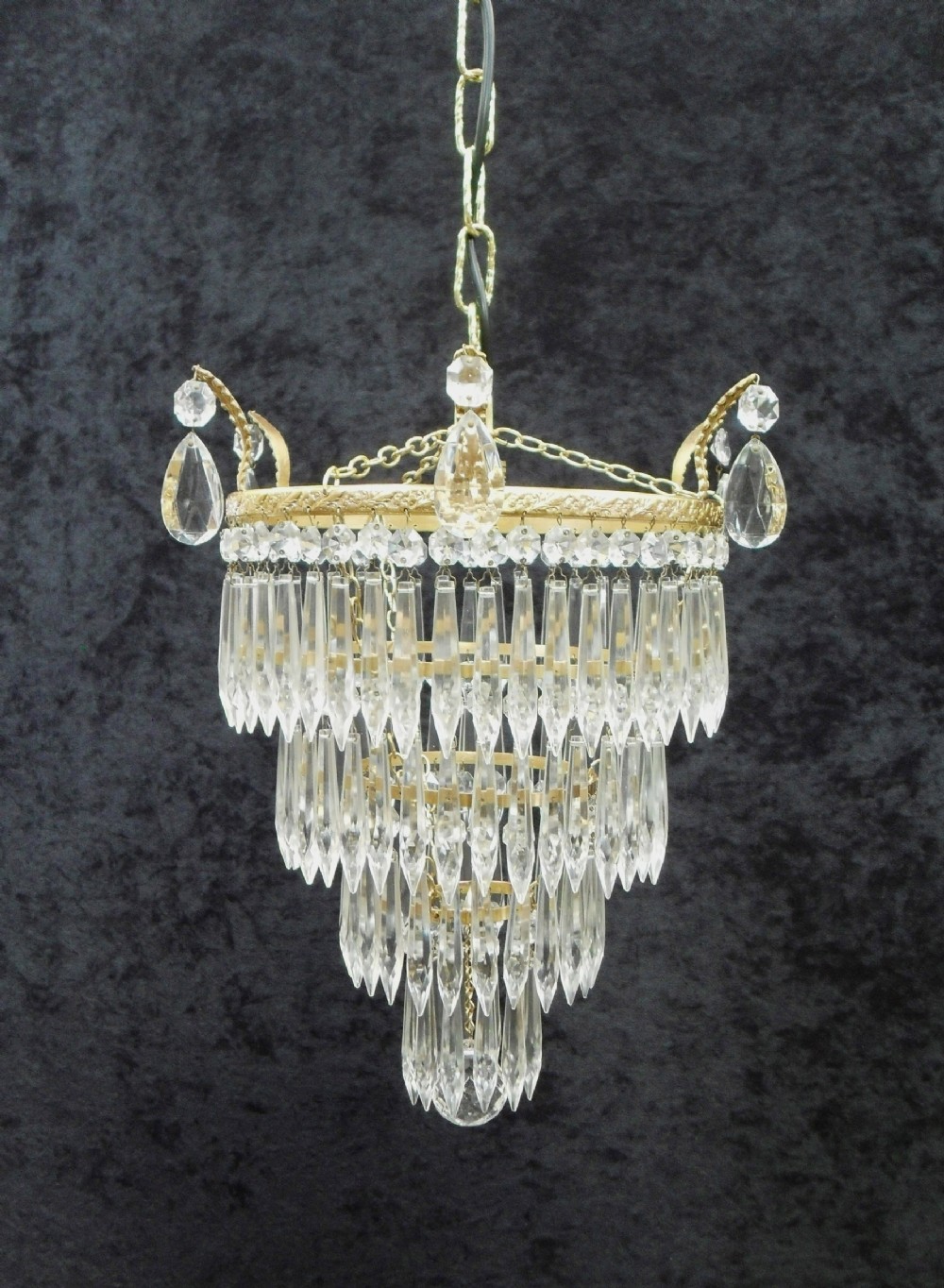 Italian Art Deco Four Tier Glass Chandelier