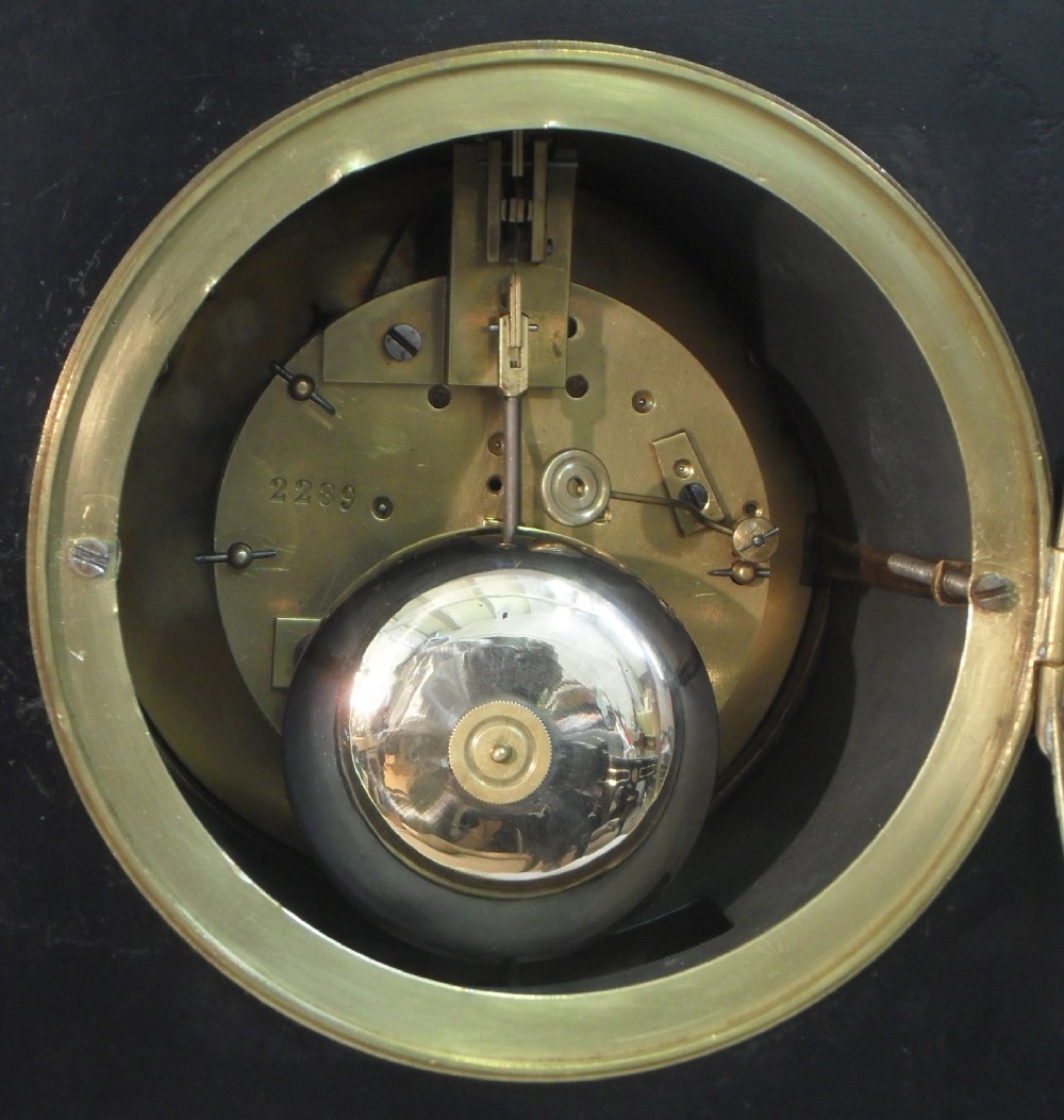 French Belle Epoque Black Slate and Marble Mantel Clock View VI