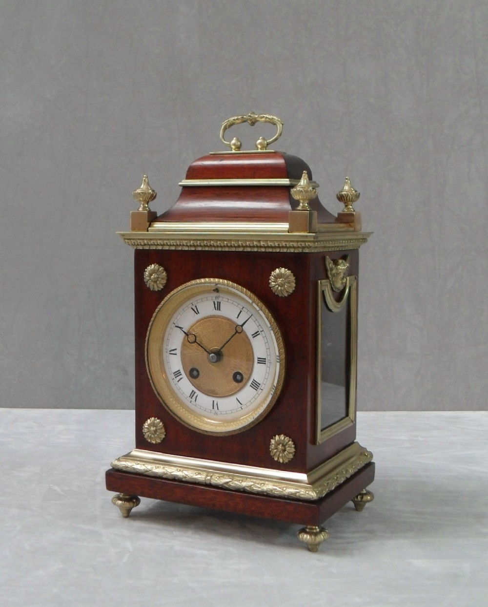 French Georgian Style Mahogany Mantel Clock
