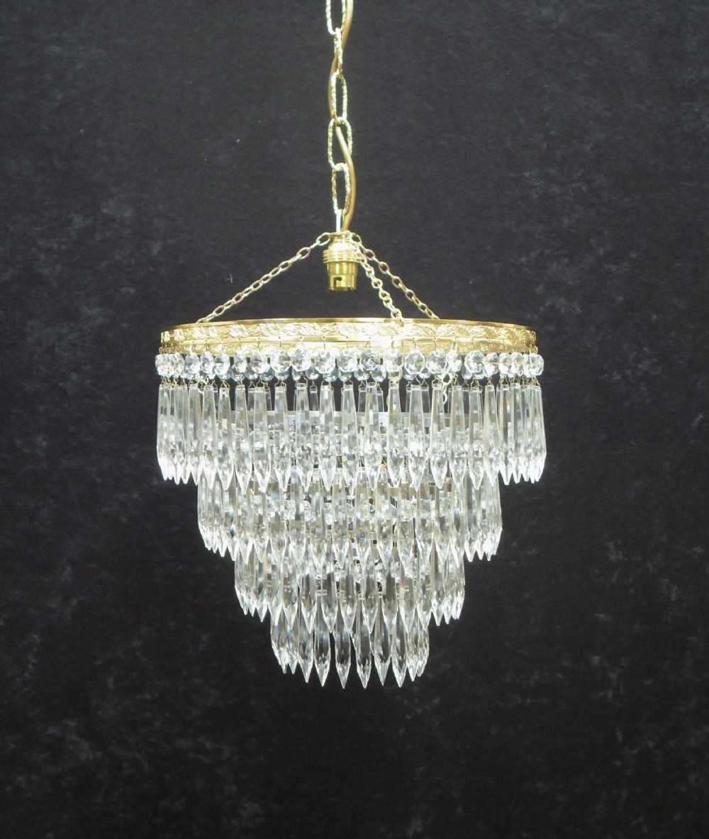Italian Art Deco Four Tier Crystal Glass Chandelier