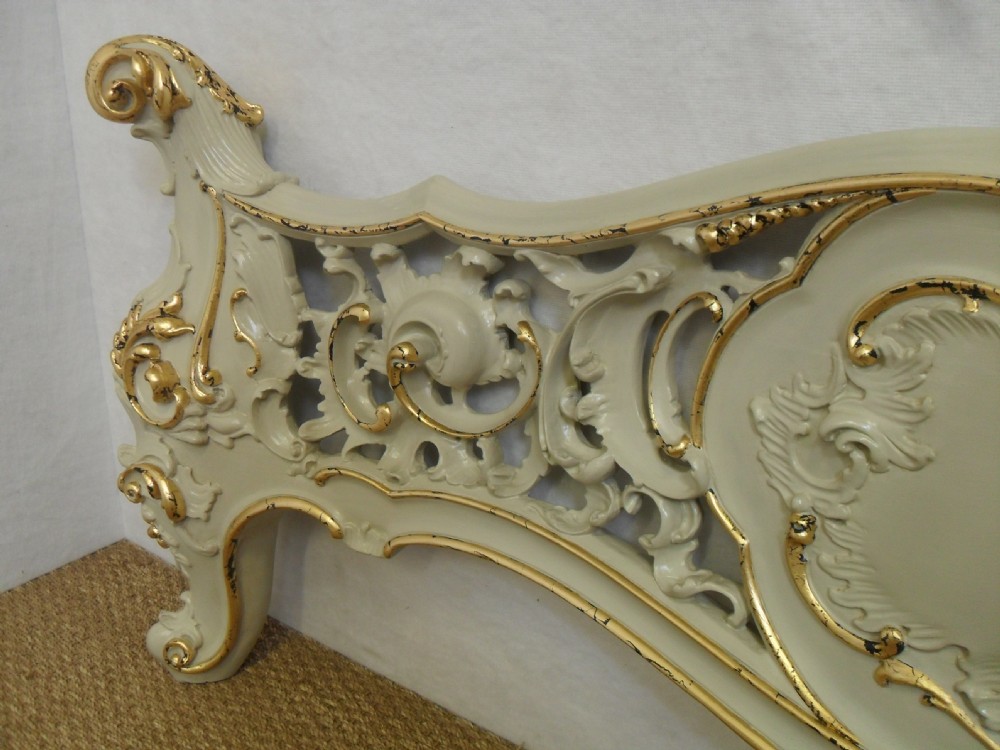 Italian Rococo Style Painted and Gilt King Size Bed Frame View VIII