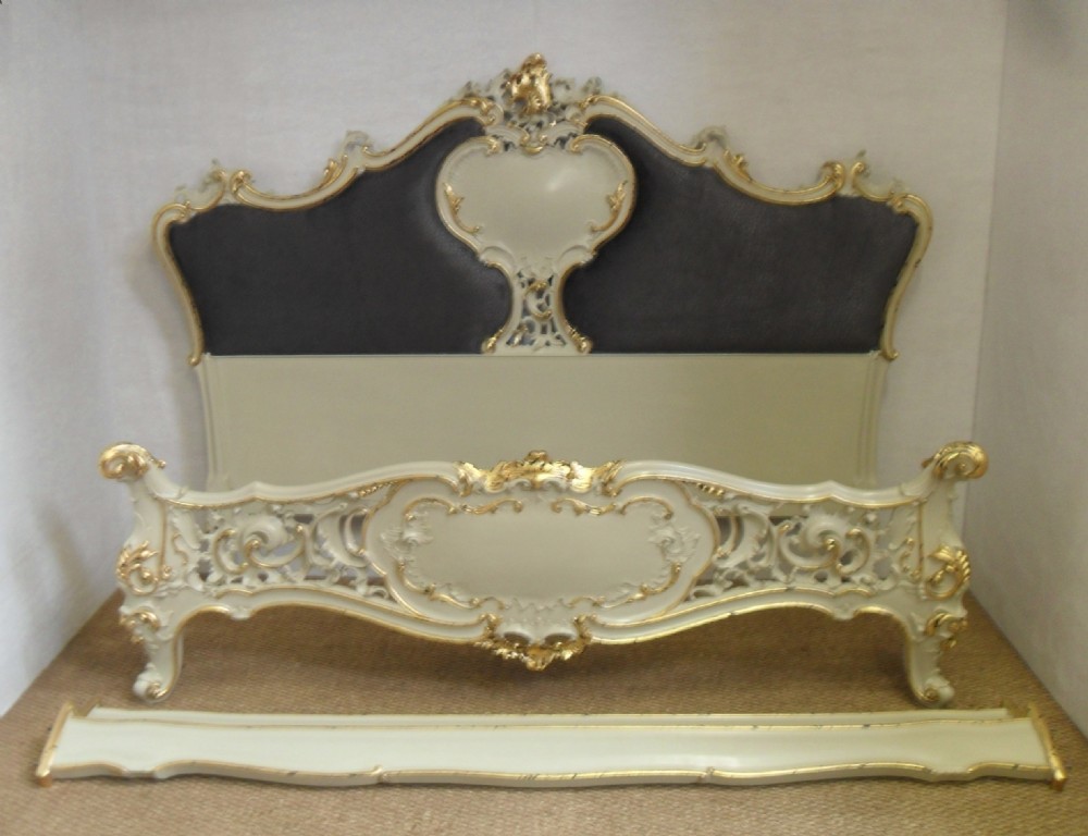 Italian Rococo Style Painted and Gilt King Size Bed Frame View X