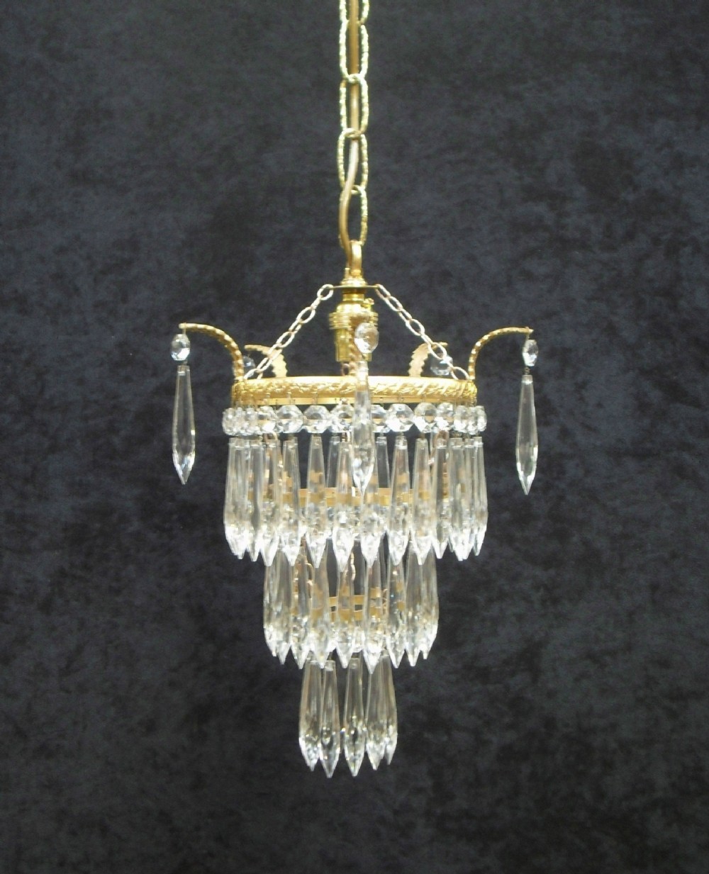 Italian Art Deco Three Tier Crystal Glass Chandelier