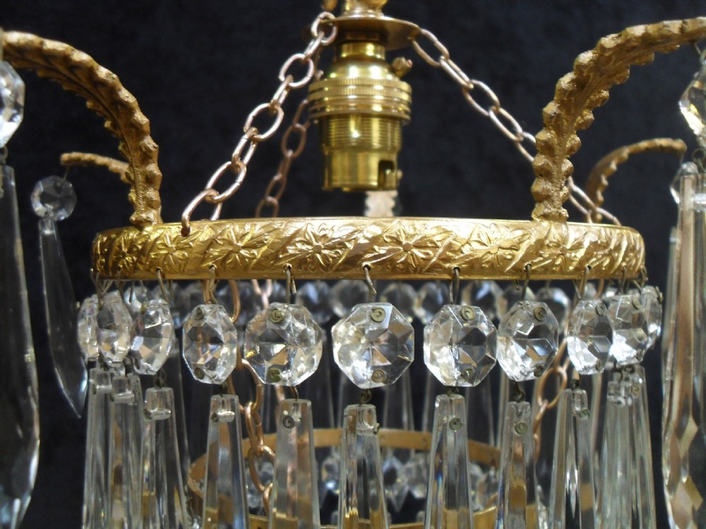 Italian Art Deco Three Tier Crystal Glass Chandelier View IV