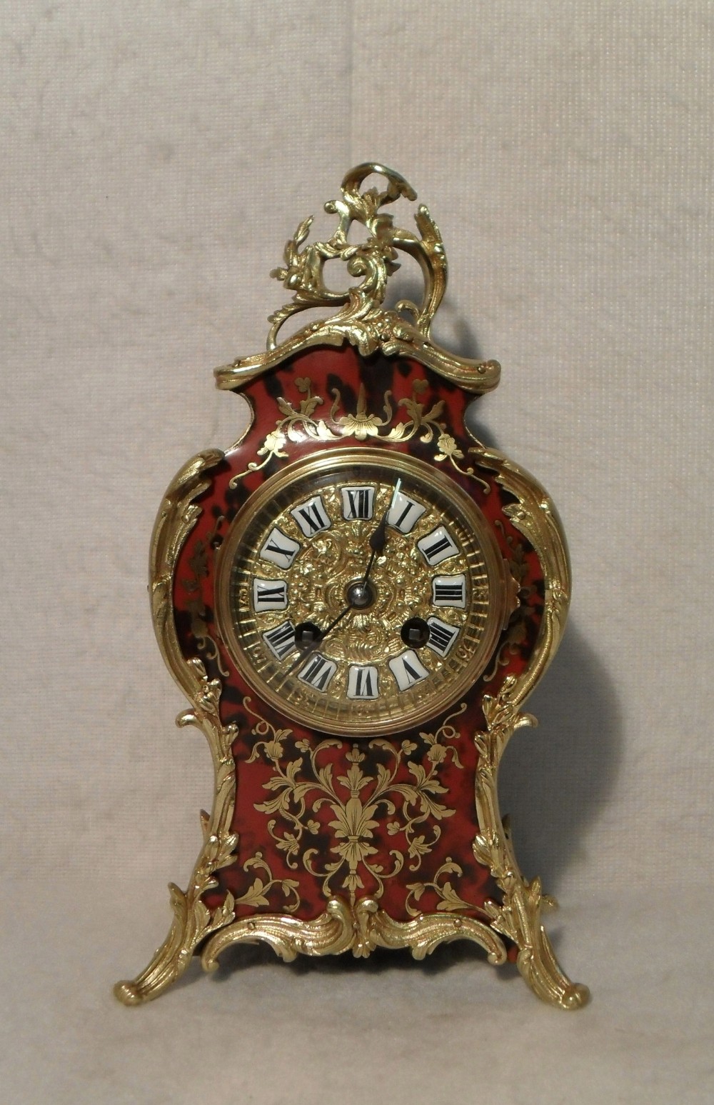 French 19th Century Louis XV Style Boulle Mantel Clock
