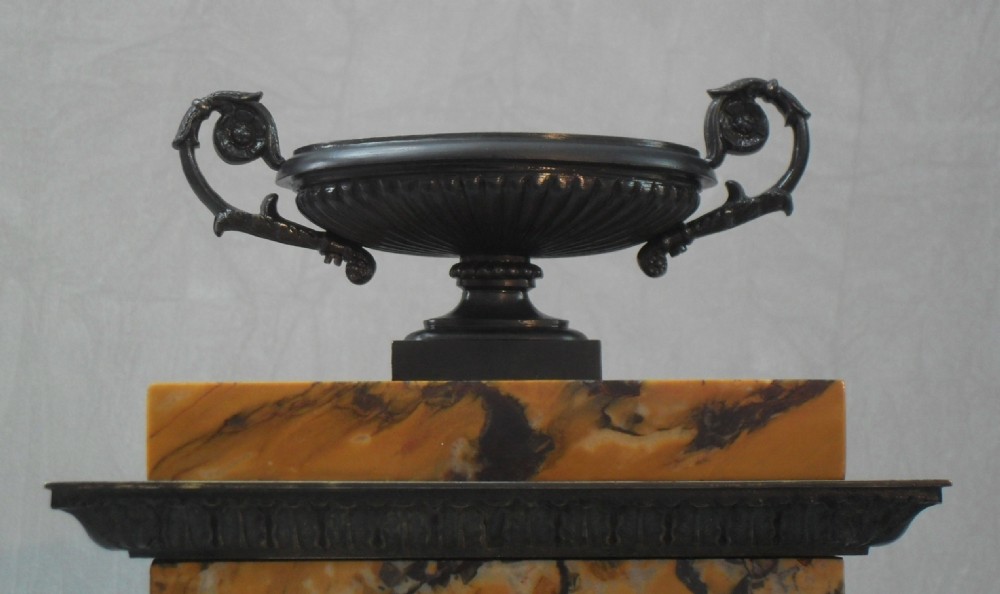 French Neoclassical Sienna Marble and Bronze Mantel Clock View III