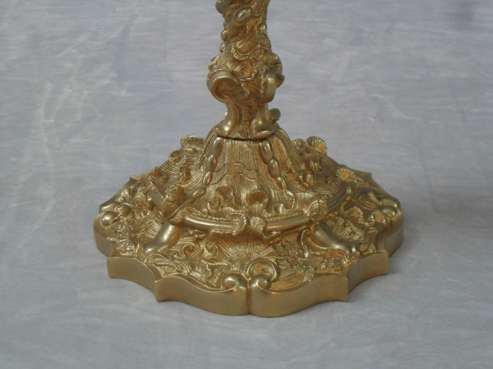 Pair of French Rococo Style Bronze Gilt Candlesticks View III