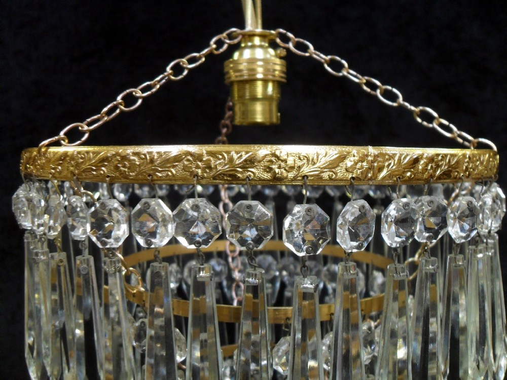 Italian Art Deco Three Tier Crystal Glass Chandelier View III