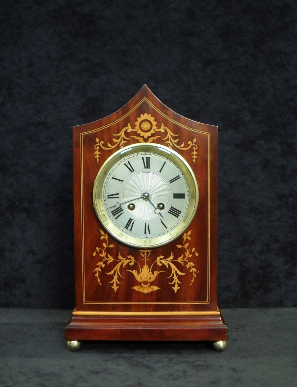 French Mahogany and Inlaid Mantel Clock