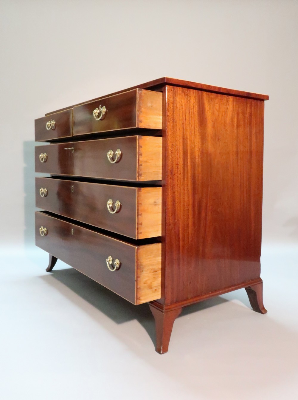 Georgian Figured Mahogany Chest of Drawers View IV