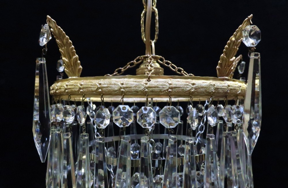 Italian Art Deco Three Tier Crystal Glass Chandelier View IV