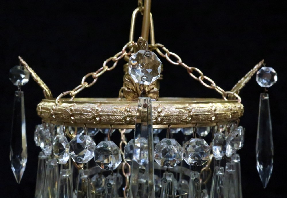 Italian Art Deco Three Tier Crystal Glass Chandelier View IV