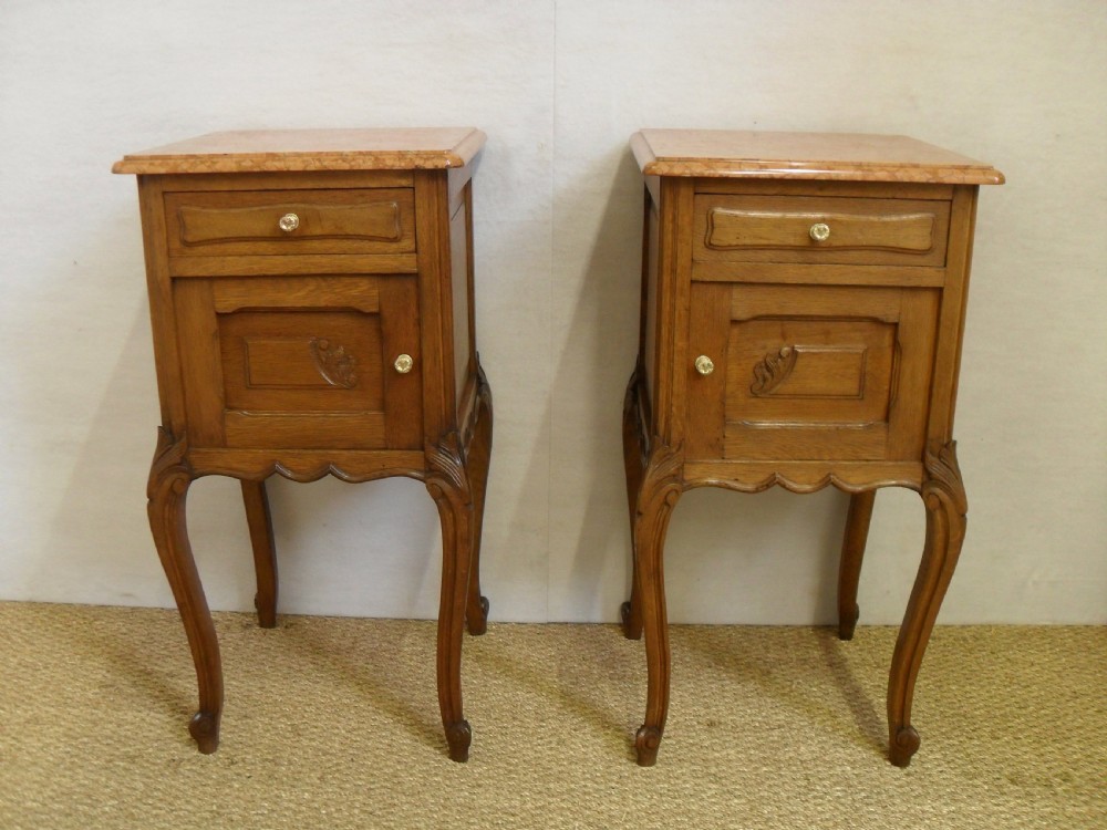 Pair of Oak Continental Bedside Cabinets