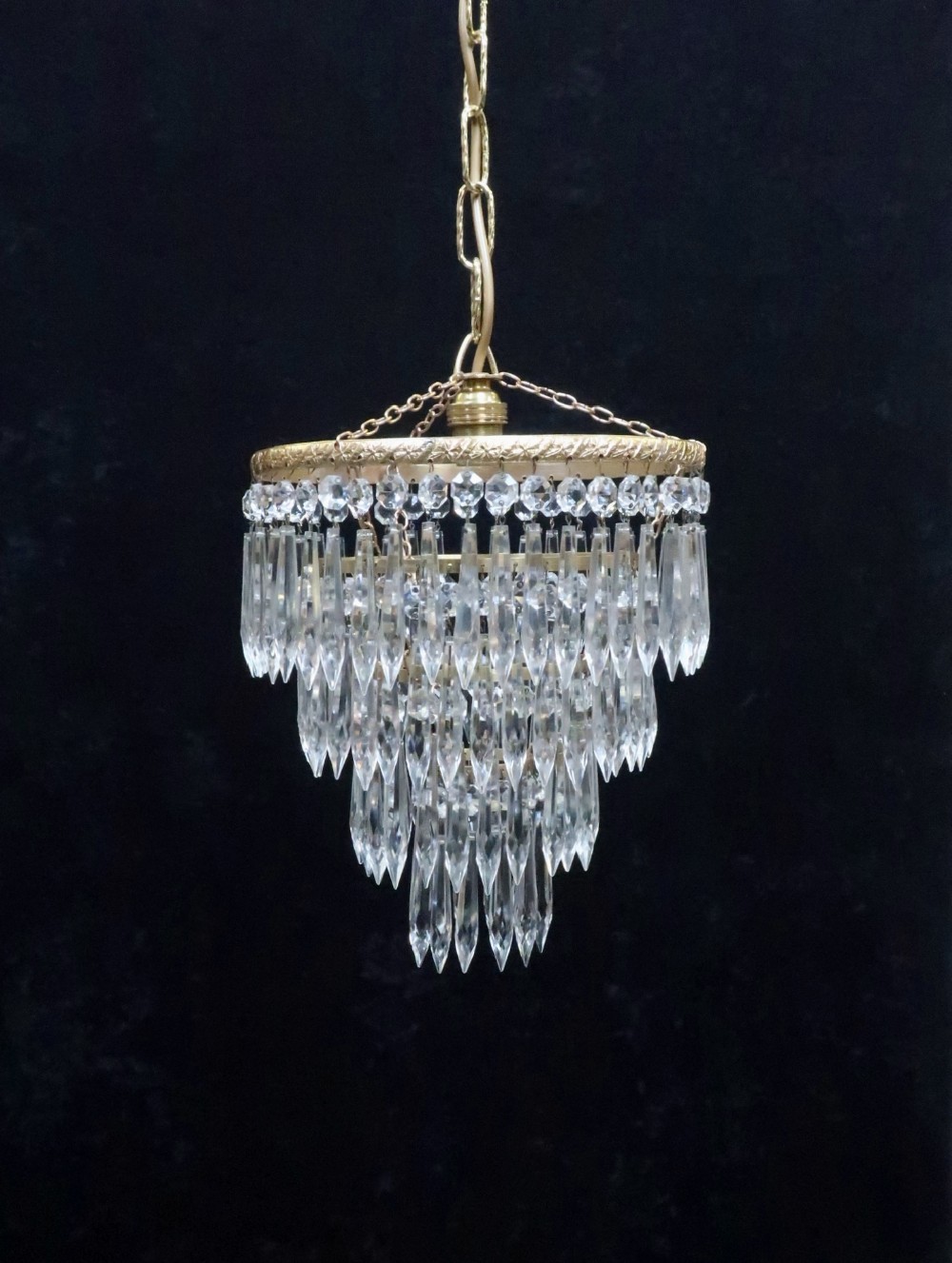 Italian Art Deco Four Tier Crystal Glass Chandelier