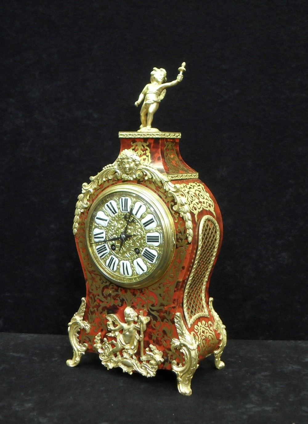 French Louis XV Style Boulle Mantel Clock