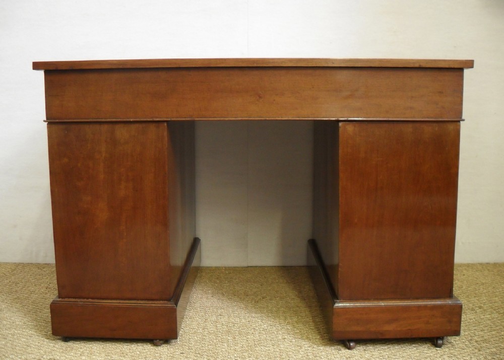 Edwardian Mahogany and Satinwood Pedestal Writing Desk View VII