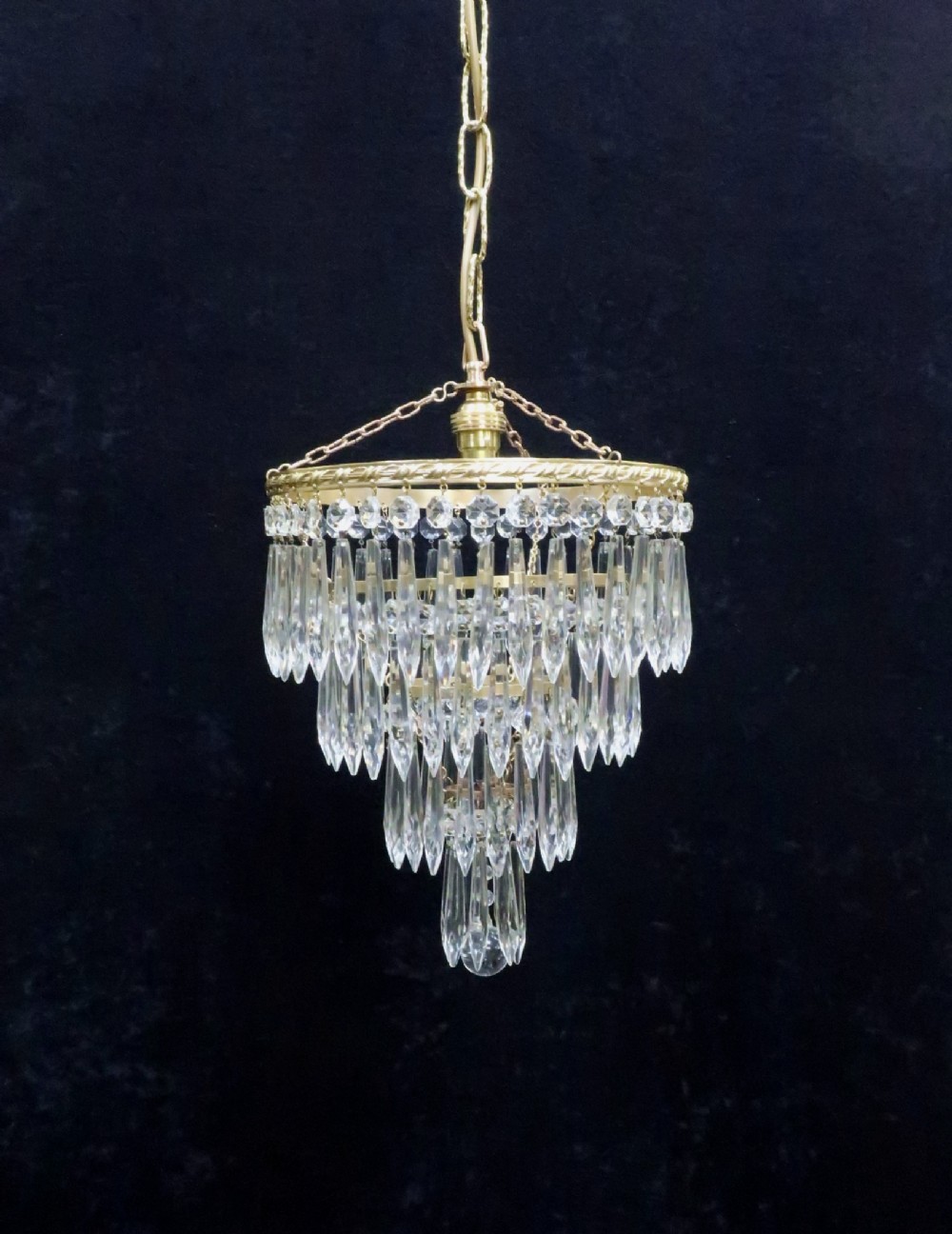 Art Deco Four Tier Crystal Glass Chandelier