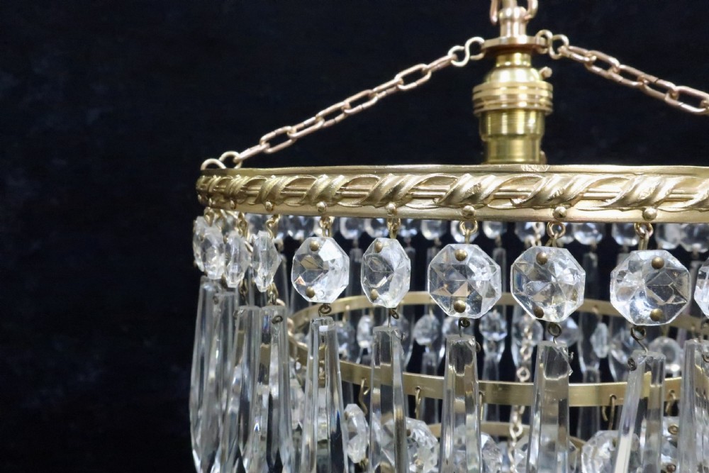 Art Deco Four Tier Crystal Glass Chandelier View V