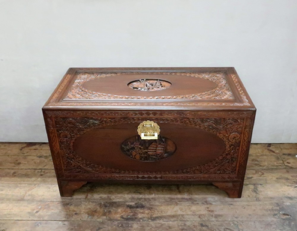 Oriental Early 20th Century Teak and Camphor Wood Chest