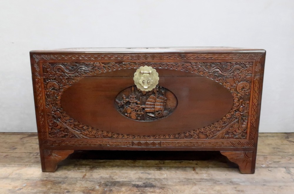 Oriental Early 20th Century Teak and Camphor Wood Chest View IV