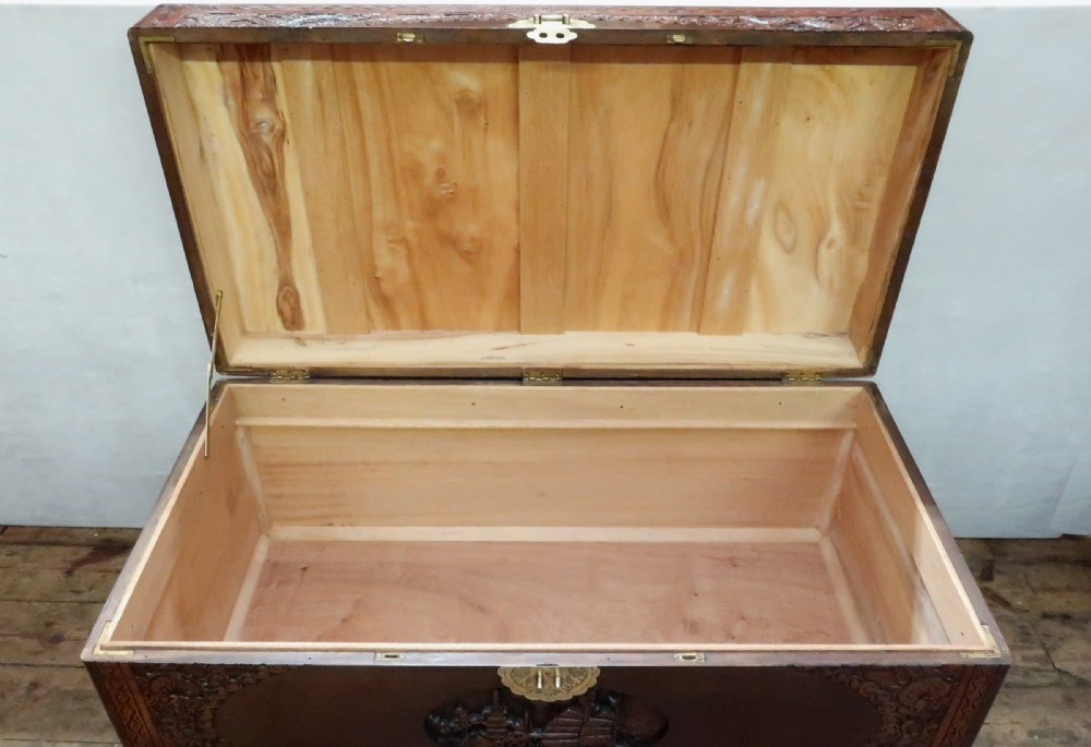 Oriental Early 20th Century Teak and Camphor Wood Chest View XI
