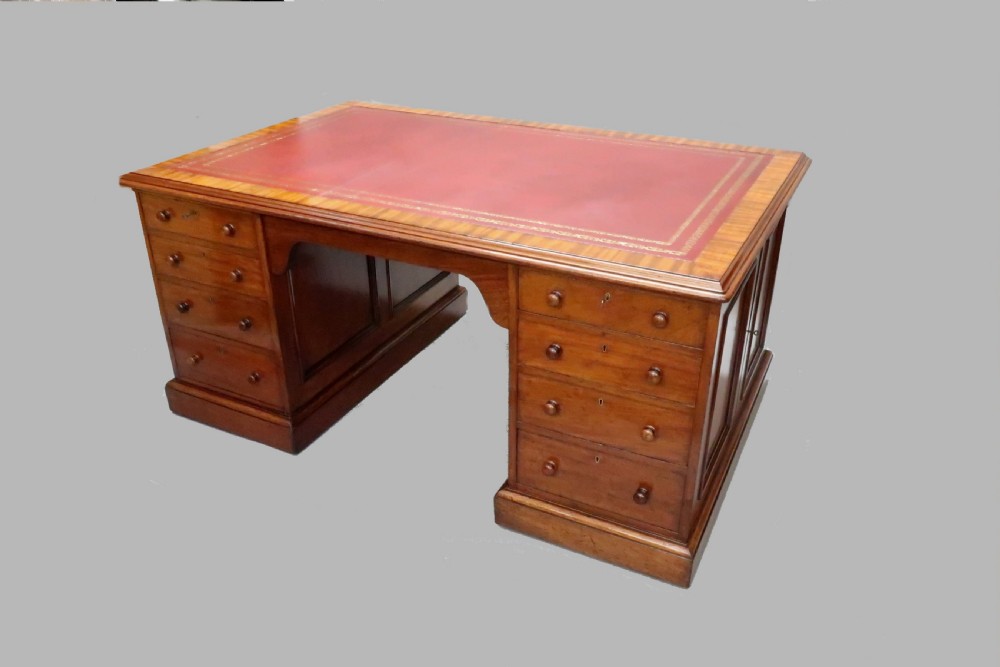 Victorian Mahogany Partners Pedestal Writing Desk  View II