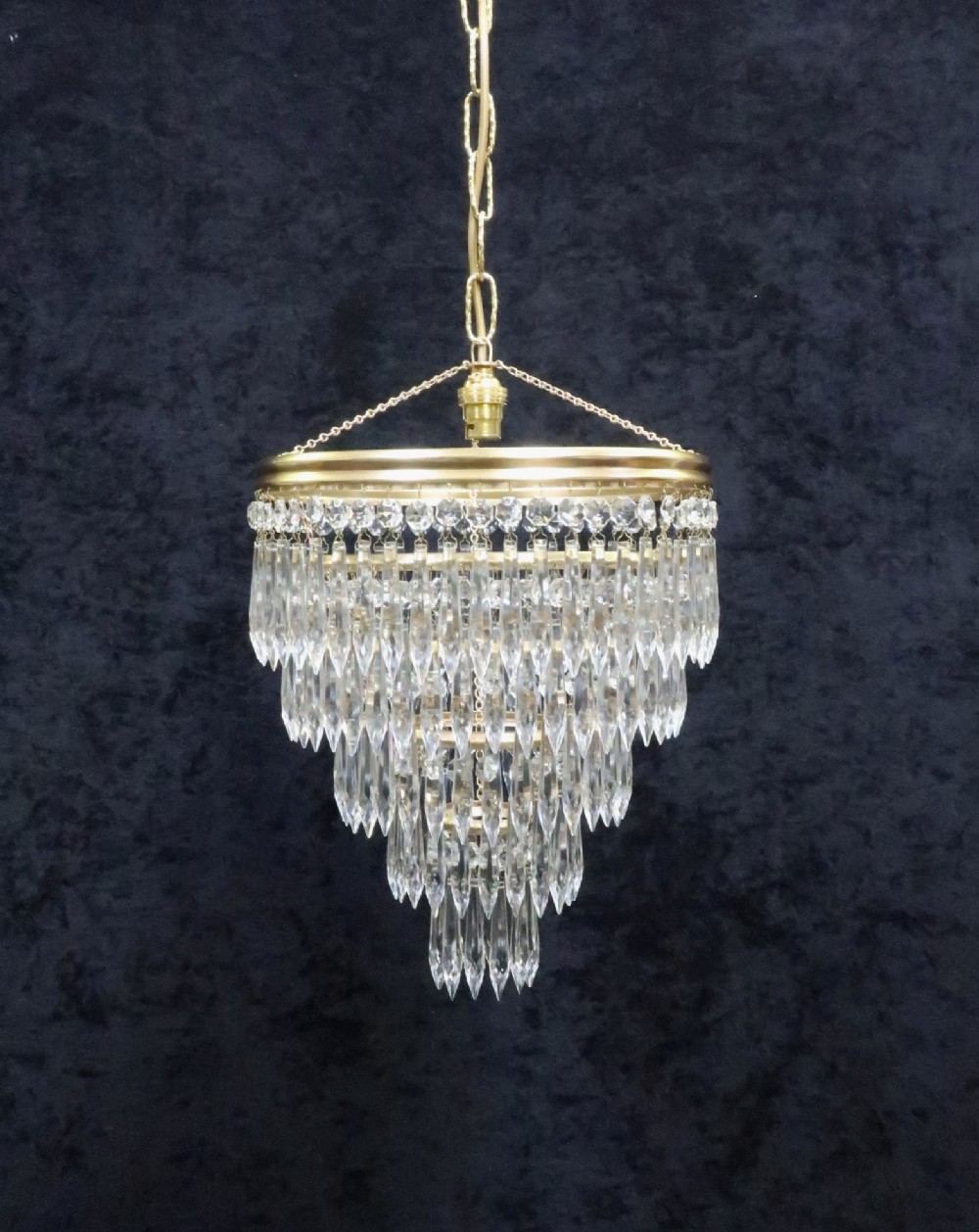 Art Deco Five Tier Crystal Glass Chandelier
