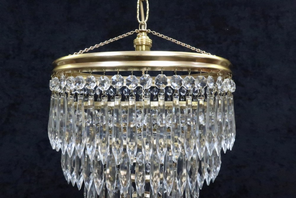 Art Deco Five Tier Crystal Glass Chandelier View IV