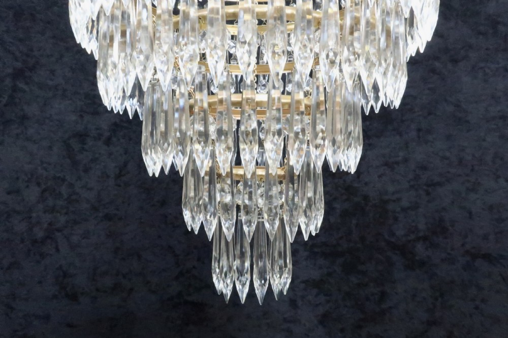 Art Deco Five Tier Crystal Glass Chandelier View VI