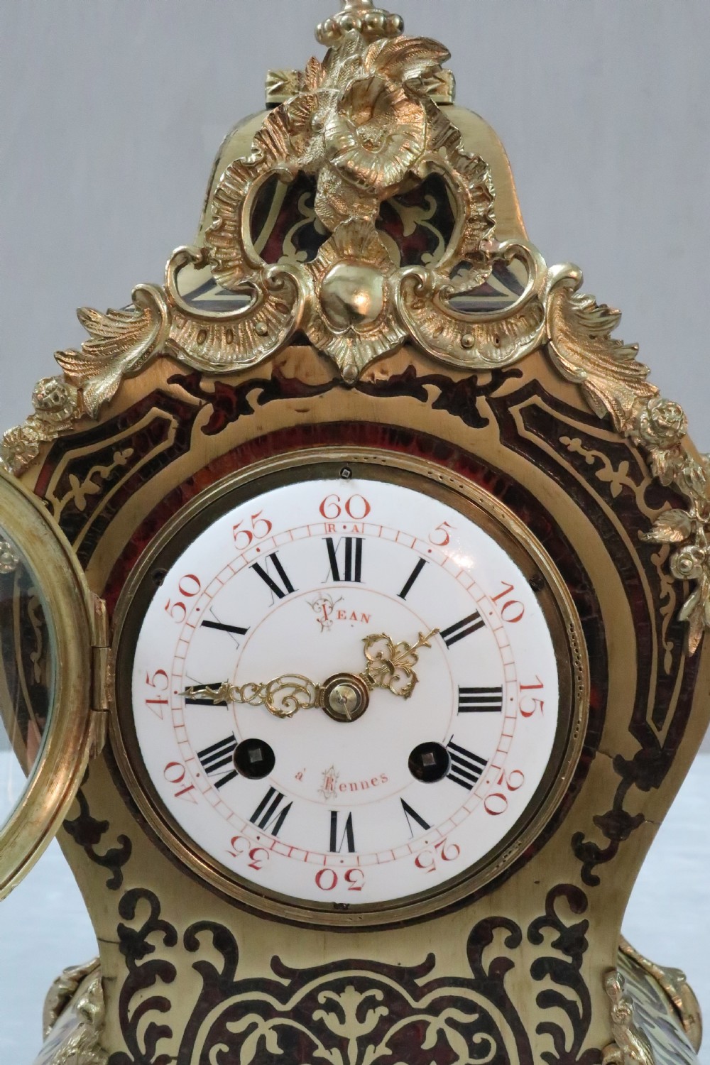 French 19th Century Louis XV Style Boulle Mantel Clock by Samuel Marti View III