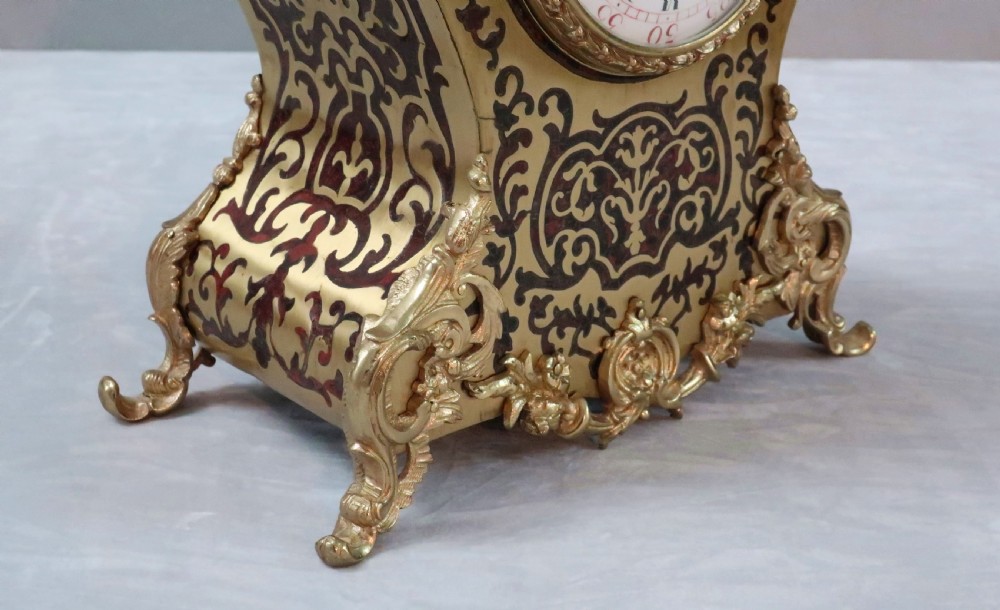 French 19th Century Louis XV Style Boulle Mantel Clock by Samuel Marti View IV