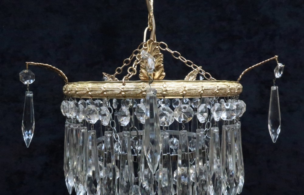 Italian Art Deco Three Tier Crystal Glass Chandelier View IV