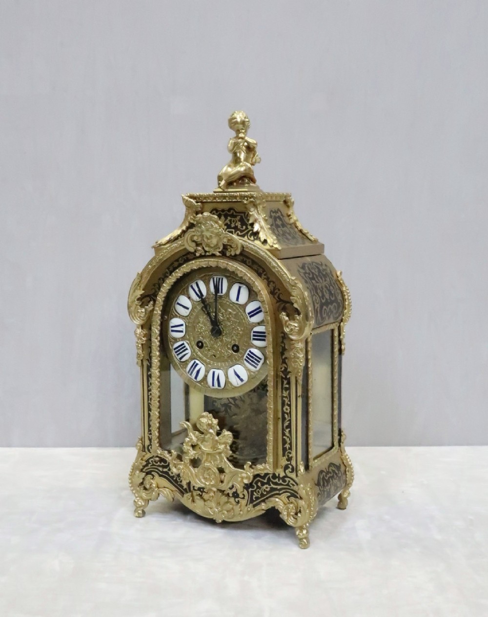French 19th Century Louis XIV Style Boulle Mantel Clock 
